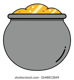 ouro dentro caldeirão riqueza rico vetor cor plana modelo de ilustração design