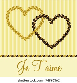Gold inter linked pearl heart card in vector format.