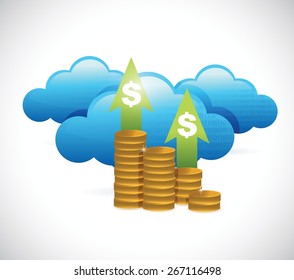 gold international globe graph and cloud computing illustration design over white