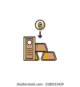 Gold investment icon filled outline style design. Gold investment icon vector illustration. isolated on white background.