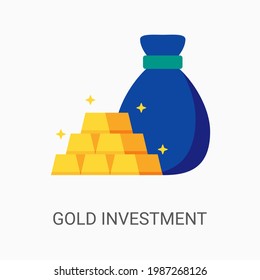 Gold investment vector illustration background in flat style. Suitable for web banners, social media, postcard, presentation and many more.