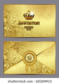 Gold invitation envelope with floral design