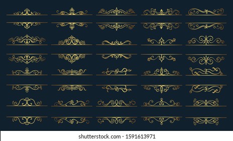 Gold Invite Ornamental curls, swirls divider and filigree ornaments vector design collection for wedding invitation and calligraphy decoration.	