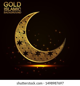 GOLD ISLAMIC BACKGROUND. Ramadan Kareem greeting card.