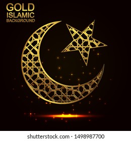 GOLD ISLAMIC BACKGROUND. Ramadan Kareem greeting card.