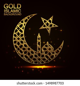 GOLD ISLAMIC BACKGROUND. Ramadan Kareem greeting card.