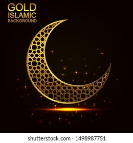 GOLD ISLAMIC BACKGROUND. Ramadan Kareem greeting card.