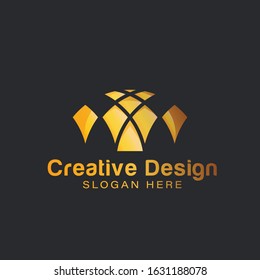 Gold  Islamic Dome Palace logo Ideas. Inspiration logo design. Template Vector Illustration. Isolated On White Background