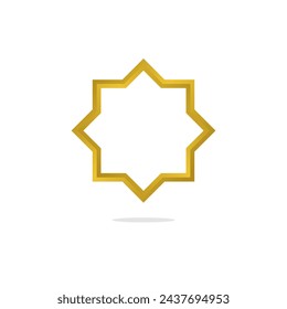 Gold islamic frame design template. vector ornament icon label element for background, greeting, sign, advertising, invitation, print media, digital, emblem