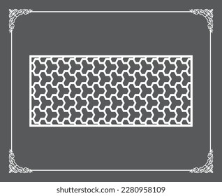 Gold Islamic oriental ceiling and wall pattern on anthracite background. Arabic ornamental motifs 230. Patterns, backgrounds and wallpapers for your design. Suitable for laser cutting