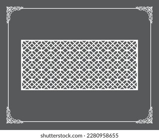 Gold Islamic oriental ceiling and wall pattern on anthracite background. Arabic ornamental motifs 229. Patterns, backgrounds and wallpapers for your design. Suitable for laser cutting