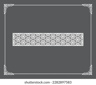 Gold Islamic oriental ceiling and wall pattern on anthracite background. Arabic ornamental motifs 203. Patterns, backgrounds and wallpapers for your design. Suitable for laser cutting