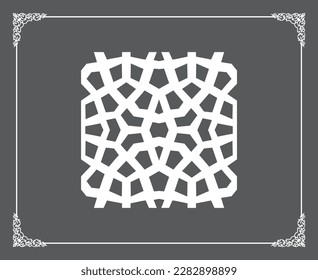 Gold Islamic oriental ceiling and wall pattern on anthracite background. Arabic ornamental motifs 189. Patterns, backgrounds and wallpapers for your design. Suitable for laser cutting