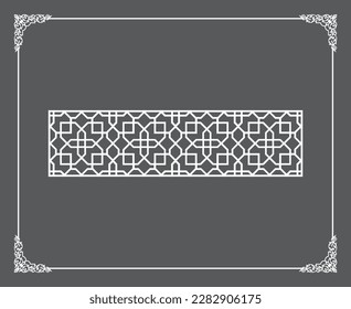 Gold Islamic oriental ceiling and wall pattern on anthracite background. Arabic ornamental motifs 187. Patterns, backgrounds and wallpapers for your design. Suitable for laser cutting