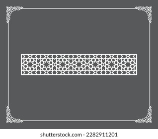 Techo oriental islámico dorado y patrón de pared sobre fondo antracita. Motivos ornamentales árabes 173. Patrones, fondos y fondos de pantalla para su diseño. Adecuado para el corte por láser.