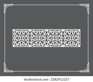 Gold Islamic oriental ceiling and wall pattern on anthracite background. Arabic ornamental motifs 166. Patterns, backgrounds and wallpapers for your design. Suitable for laser cutting.