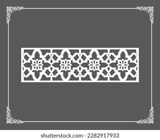 Gold Islamic oriental ceiling and wall pattern on anthracite background. Arabic ornamental motifs 150. Patterns, backgrounds and wallpapers for your design. Suitable for laser cutting.
