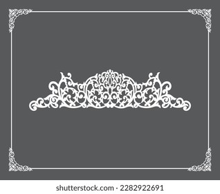 Gold Islamic oriental ceiling and wall pattern on anthracite background. Arabic ornamental motifs 114. Patterns, backgrounds and wallpapers for your design. Suitable for laser cutting.