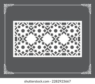 Techo oriental islámico dorado y patrón de pared sobre fondo antracita. Motivos ornamentales árabes 112. Patrones, fondos y fondos de pantalla para su diseño. Adecuado para el corte por láser.
