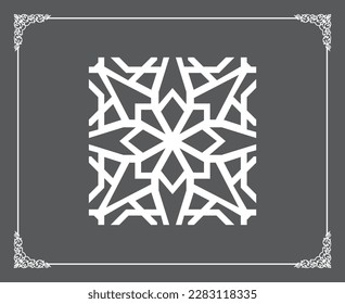 Gold Islamic oriental ceiling and wall pattern on anthracite background. Arabic ornamental motifs 15. Patterns, backgrounds and wallpapers for your design. Suitable for laser cutting.