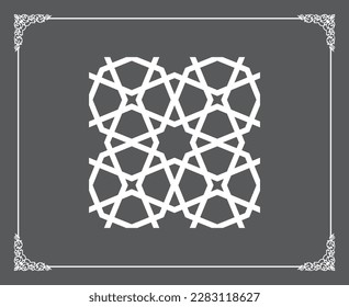 Gold Islamic oriental ceiling and wall pattern on anthracite background. Arabic ornamental motifs 78. Patterns, backgrounds and wallpapers for your design. Suitable for laser cutting.