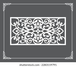 Gold Islamic oriental ceiling and wall pattern on anthracite background. Arabic ornamental motifs 3. Patterns, backgrounds and wallpapers for your design. Suitable for laser cutting.