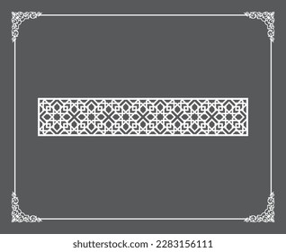 Gold Islamic oriental ceiling and wall pattern on anthracite background. Arabic ornamental motifs 62. Patterns, backgrounds and wallpapers for your design. Suitable for laser cutting.