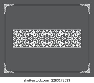 Gold Islamic oriental ceiling and wall pattern on anthracite background. Arabic ornamental motifs 99. Patterns, backgrounds and wallpapers for your design. Suitable for laser cutting.