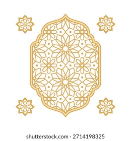 Gold islamic ornament with islamic frame vector icon. arabic icon shape