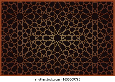 Gold Islamic Ornament Pattern for decoration greeting card or interior. Vector Illustration.