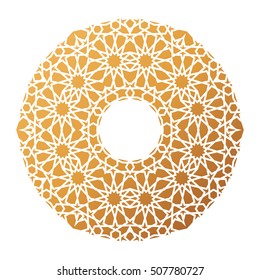 Gold islamic pattern background . Vector illustration  . Round Mandala