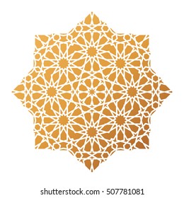 Gold islamic pattern background . Vector illustration  . Round Mandala