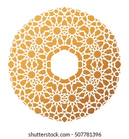 Gold islamic pattern background . Vector illustration  . Round Mandala