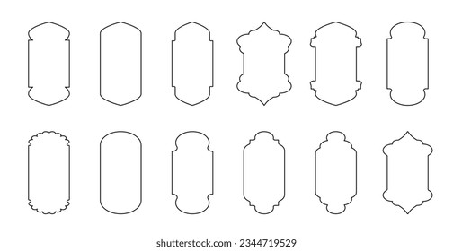 Gold islamic window shape. Arabic door frame. Islamic arhitecture elements of window and door