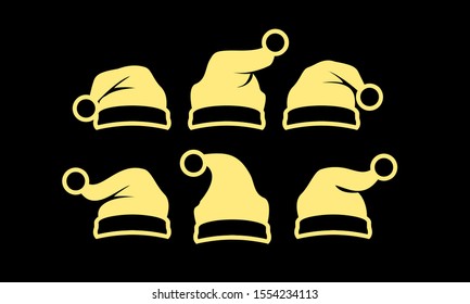 Gold isolated Santa hat vector icon illustration