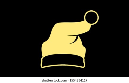 Gold isolated Santa hat vector icon illustration