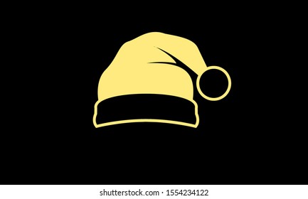 Gold isolated Santa hat vector icon illustration