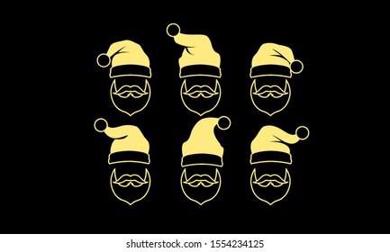 Gold isolated Santa hat vector icon illustration