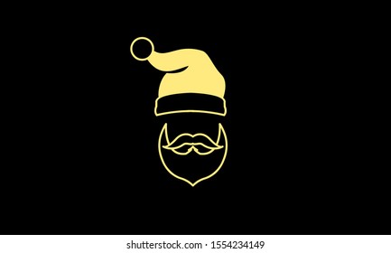 Gold isolated Santa hat vector icon illustration