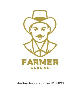 gold isolated white Columbia south america farmer character logo icon design cartoon