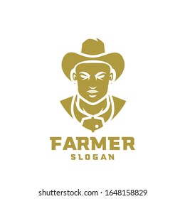 gold isolated white Columbia south america farmer character logo icon design cartoon
