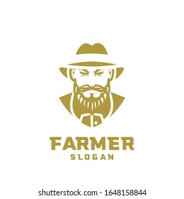 gold isolated white Columbia south america farmer character logo icon design cartoon