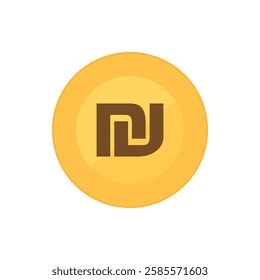 Gold Israeli Shekel coin. Flat style vector icon isolated on a white background