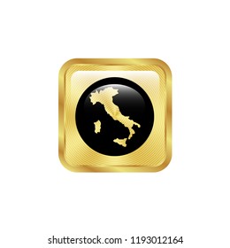 gold italy map button. glossy button