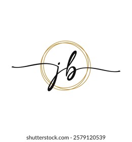 Gold J B Initial Script Letter Beauty Logo Template