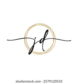 Gold J D Initial Script Letter Beauty Logo Template