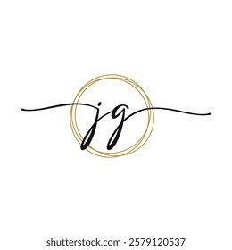 Gold J G Initial Script Letter Beauty Logo Template