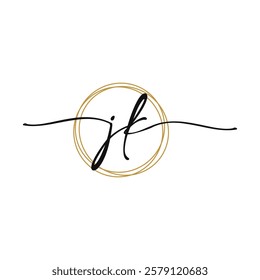 Gold J K Initial Script Letter Beauty Logo Template