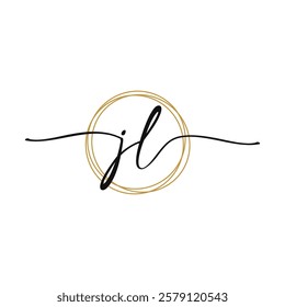 Gold J L Initial Script Letter Beauty Logo Template