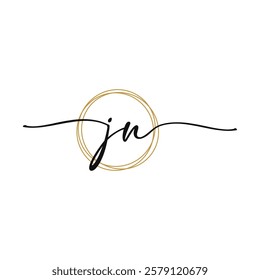 Gold J N Initial Script Letter Beauty Logo Template